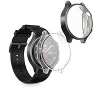 kwmobile Set 2x Custodia Smartwatch Compatibile con OnePlus Watch 2 / OPPO Watch X Cover - Case Silicone Protezione Orologio Fitness grigio scuro/trasparente