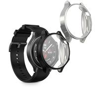 kwmobile Set 2x Custodia Smartwatch Compatibile con OnePlus Watch 2 / OPPO Watch X Cover - Case Silicone Protezione Orologio Fitness nero/argento