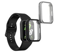 kwmobile Set 2x Custodia Smartwatch Compatibile con Samsung Galaxy Fit 3 Cover - Case Silicone Protezione Orologio Fitness nero/argento