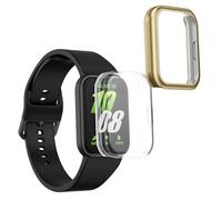 kwmobile Set 2x Custodia Smartwatch Compatibile con Samsung Galaxy Fit 3 Cover - Case Silicone Protezione Orologio Fitness trasparente/oro