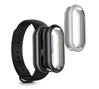 kwmobile Set 2x Custodia Smartwatch Compatibile con Xiaomi Mi Band 10 / Smart Band 10 Cover - Case Silicone Protezione Orologio Fitness nero/argento