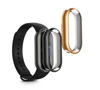 kwmobile Set 2x Custodia Smartwatch Compatibile con Xiaomi Mi Band 9 / Smart Band 9 Cover - Case Silicone Protezione Orologio Fitness nero/oro rosa