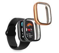 kwmobile Set 2x Custodia Smartwatch Compatibile con Xiaomi Redmi Watch 3 Active Cover - Case Silicone Protezione Orologio Fitness nero/oro rosa