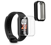 kwmobile Set 2x Custodia Smartwatch Compatibile con Xiaomi Smart Band 8 Active/Redmi Band 2 Cover - Case Silicone Protezione Orologio Fitness trasparente/nero