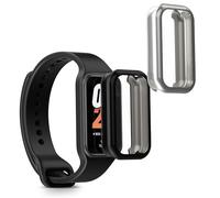 kwmobile Set 2x Custodia Smartwatch Compatibile con Xiaomi Smart Band 8 Active/Redmi Band 2 Cover - Case Silicone Protezione Orologio Fitness nero/argento