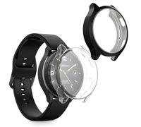 kwmobile Set 2X Custodia Smartwatch Compatibile con Xiaomi Watch 2 Cover - Case Silicone Protezione Orologio Fitness Nero/Trasparente