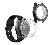 kwmobile Set 2X Custodia Smartwatch Compatibile con Xiaomi Watch S3 Cover - Case Silicone Protezione Orologio Fitness Trasparente/Nero