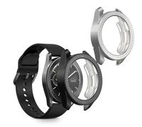 kwmobile Set 2x Custodia Smartwatch Compatibile con Xiaomi Watch S3 Cover - Case Silicone Protezione Orologio Fitness nero/argento