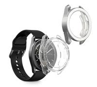 kwmobile Set 2X Custodia Smartwatch Compatibile con Xiaomi Watch S3 Cover - Case Silicone Protezione Orologio Fitness Trasparente/Argento