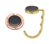 kwmobile Set 2x Gancio Borsa da Tavolo - Appendi Borsa Pieghevole Antiscivolo Antigraffio - Appendiborsa Scrivania Max 5,5 kg - oro rosa/oro