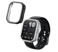 kwmobile Set da 2 Protezione Bordo Orologio Compatibile con Amazfit Bip 6 Smartwatch - Rivestimento Glitterato trasparente/nero