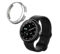 kwmobile Set da 2 Protezione Bordo Orologio Compatibile con Google Pixel Watch 4 41mm Smartwatch - Rivestimento Glitterato nero/argento