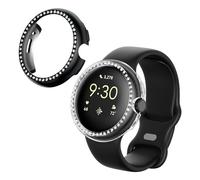 kwmobile Set da 2 Protezione Bordo Orologio Compatibile con Google Pixel Watch Smartwatch - Rivestimento Glitterato trasparente/nero
