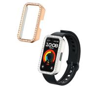 kwmobile Set da 2 Protezione Bordo Orologio Compatibile con Huawei Band 9 / Band 8 Smartwatch - Rivestimento Glitterato Argento/Oro Rosa
