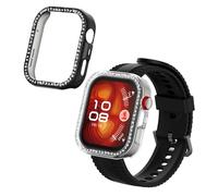 kwmobile Set da 2 Protezione Bordo Orologio Compatibile con Huawei Watch Fit 4 Pro Smartwatch - Rivestimento Glitterato trasparente/nero