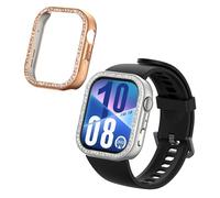 kwmobile Set da 2 Protezione Bordo Orologio Compatibile con Huawei Watch Fit 4 Smartwatch - Rivestimento Glitterato argento/oro rosa