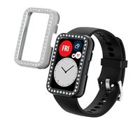 kwmobile Set da 2 Protezione Bordo Orologio Compatibile con Huawei Watch Fit Smartwatch - Rivestimento Glitterato nero/argento