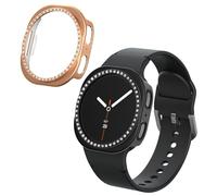 kwmobile Set da 2 Protezione Bordo Orologio Compatibile con Samsung Galaxy Watch 8 (40mm) Smartwatch - Rivestimento Glitterato nero/oro rosa