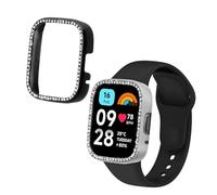 kwmobile Set da 2 Protezione Bordo Orologio Compatibile con Xiaomi Redmi Watch 3 Active/Redmi Watch 3 Lite Smartwatch - Rivestimento Glitterato nero/argento