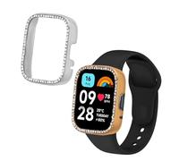 kwmobile Set da 2 Protezione Bordo Orologio Compatibile con Xiaomi Redmi Watch 3 Active/Redmi Watch 3 Lite Smartwatch - Rivestimento Glitterato argento/oro rosa