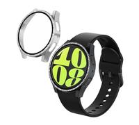 kwmobile Set da 2 Protezione Smartwatch Compatibile con Samsung Galaxy Watch 6 40mm - Rivestimento Glitterato per Schermo Orologio Fitness - nero/argento