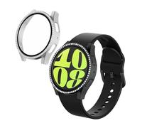 kwmobile Set da 2 Protezione Smartwatch Compatibile con Samsung Galaxy Watch 6 44mm - Rivestimento Glitterato per Schermo Orologio Fitness - nero/argento