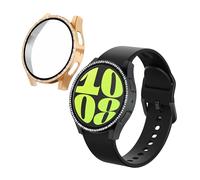 kwmobile Set da 2 Protezione Smartwatch Compatibile con Samsung Galaxy Watch 6 44mm - Rivestimento Glitterato per Schermo Orologio Fitness - Nero/Oro Rosa