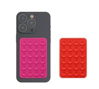 kwmobile Set da 2 Ventose per Telefono in Silicone - Ventosa Cellulare Compatibile con iPhone e Android - Supporto Adesivo - Rettangolare 5,5 x 8 cm - rosa/rosso