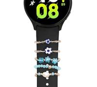 kwmobile Set da 5 Charms Compatibile con 20-22mm Smartwatch Strap (Universal) Blu/Blu Chiaro/Bianco - per Cinturino Smartwatch Universale - Anelli Decorativi - Ciondoli per Orologio