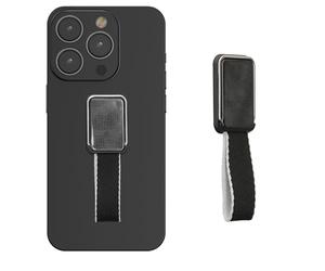 kwmobile Sostegno Dita Cellulare Metallico Auto - Porta-Smartphone Adesivo Supporto Magnetico con Fascetta - Compatibile con iPhone e Samsung - Nero