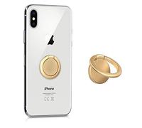 kwmobile Sostegno Dita Cellulare Rotabile 360° - Anello Porta-Smartphone Adesivo con Appoggio Stand Compatibile con iPhone Samsung - Tondo Oro