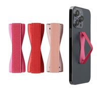 kwmobile Supporto Dita Cellulare - Set 3X Fasce Elastiche Sostegno Antiscivolo Antiurto Telefonino Supporto Universale - Finger Holder Phone Oro Rosa Metallizzato/Rosa Metallizzato/Rosso Scuro