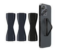 kwmobile Supporto Dita Cellulare - Set 3X Fasce Elastiche Sostegno Antiscivolo Antiurto Telefonino Supporto Universale - Finger Holder Phone Blu Metallico Glitter/Blu Metallico Glitter/Nero