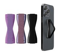 kwmobile Supporto Dita Cellulare - Set 3X Fasce Elastiche Sostegno Antiscivolo Antiurto Telefonino Supporto Universale - Finger Holder Phone Nero/Bordeaux Metallizzato/Lavanda