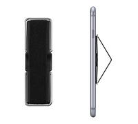 kwmobile Supporto per dita per cellulare - Sostegno adesivo con cavalletto e fascetta elastica - Impugnatura stand universale per smartphone - nero