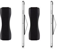 kwmobile Supporto per Dita per Cellulare - Sostegno Adesivo con Fascetta Elastica - Impugnatura Mano Universale per Smartphone Nero (Confezione da 2)