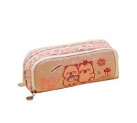 kwoifioy Astuccio grande in tela con cartoni animati, per penne e matite, organizer da viaggio, per scuola, ufficio, viaggi, astuccio in tela, essenziale per l'aula, Colore caffè.