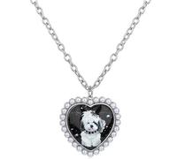 kwoifioy Bella collana a catena lunga a tema animale domestico con ciondoli a forma di cuore gatti e cani, robusta collana in acciaio inossidabile unica per amanti degli animali domestici, One Size