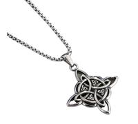 kwoifioy Ciondolo a forma di crocifisso con nodo orientale, in oro e argento, da uomo, per compleanno, collana con nodo cinese, as shown, Metallo