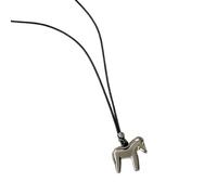 kwoifioy Collana color argento dal design unico, lunga catena corda nera, ciondolo collo, ideale per regalare gioielli per l ' anno del cavallo