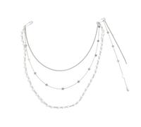 kwoifioy Elegante collana con perle sintetiche, accessorio per abbigliamento convertibile, elegante spilla accessorio, Misura unica, come descritto