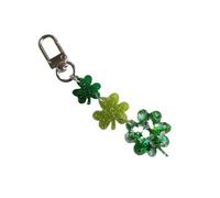 kwoifioy Gradiente Scintillante Quattro Quadrifogli Charm Acrilico Portachiavi Per Le Donne Uomini Catena Del Telefono Moda Gioielli Decorazione Verde Scintillante