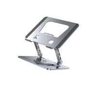 kwoifioy Supporto di raffreddamento per laptop regolabile a due assi Telaio in lega di alluminio pieghevole Base girevole a 360 Sospensione ergonomica da tavolo per 10 dispositivi da 17 pollici