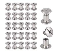 KWOKWEI - Set di 50 viti per boccola in acciaio inox da 5 mm, con borchie a vite, per legare viti, per album dei ritagli, decorazioni in pelle, 5 mm x 6 mm