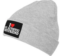 KWQDOZF Amo Il Mio Fidanzato Autistico Regali Beanie Hat Men Skull cap Donna Inverno Caldo Cappello Lavorato a Maglia Slouchy Elastico cap Nero