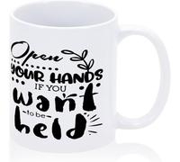 KWQDOZF Apri le mani se vuoi essere tenuto in braccio. Tazze da caffè originali, tazza da caffè con stampa fronte-retro, tazza da tè in ceramica per mamma, papà, amico, moglie, marito, 11 once.