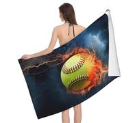 KWQDOZF Asciugamano da bagno con stampa arancione di baseball sul fuoco e sull'acqua, per bagno, cucina, hotel, palestra, spa