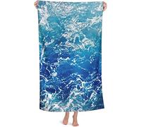 KWQDOZF Asciugamano da spiaggia al tramonto con onde dell'oceano blu Coperta da spiaggia in microfibra altamente assorbente Asciugamani da bagno morbidi 80X130 CM