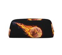 KWQDOZF Astuccio carino in pelle Basketball On Fire per ragazze e ragazzi, astuccio personalizzato con stampa, borse portaoggetti per cancelleria