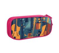 KWQDOZF Astuccio per matite a forma di violoncello e violino, borsa per matite colorata, organizer per cancelleria da ufficio, trousse per il trucco portatile con cerniera e scomparti multipli